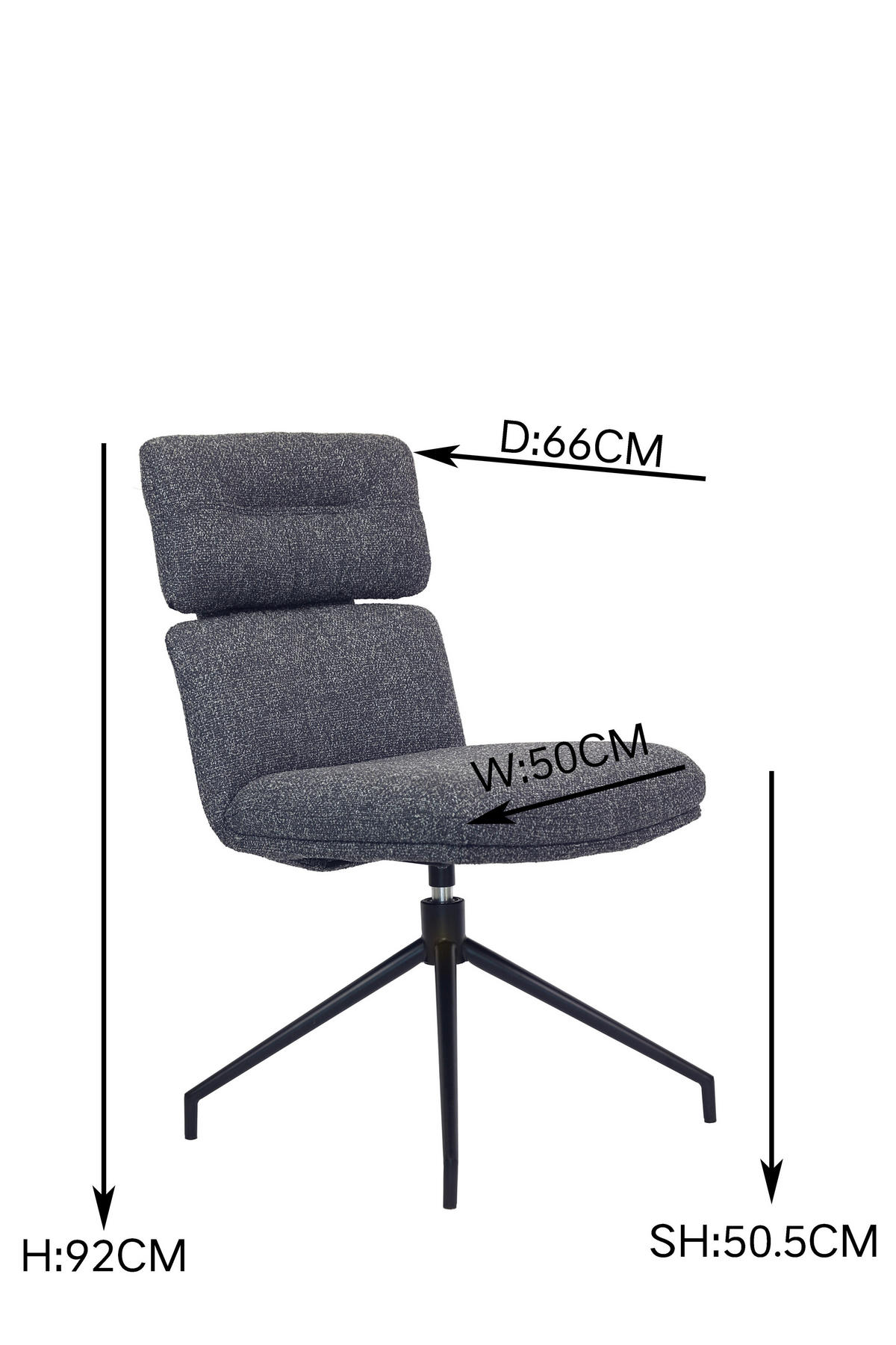 STUHL - Dunkelgrau/Schwarz, Design, Textil/Metall (50/92/64,5cm) - Dieter Knoll