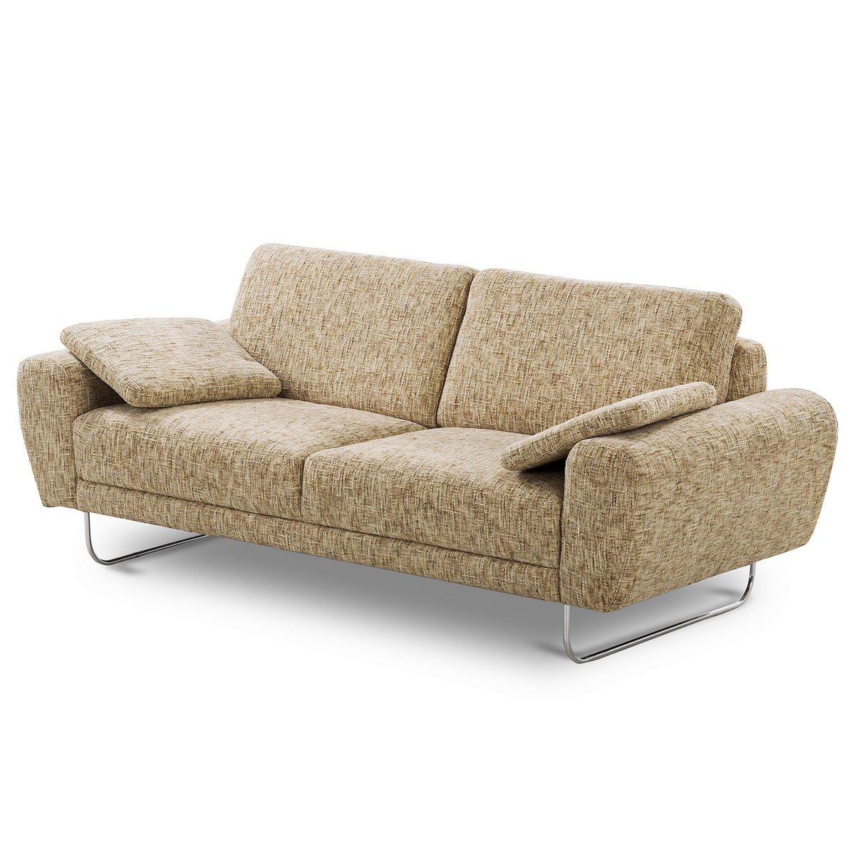 3-SITZER-SOFA SPRING in Webstoff Hellbraun Modern  - Chromfarben/Hellbraun, Design, Textil/Metall (187/85/92cm) - Livetastic
