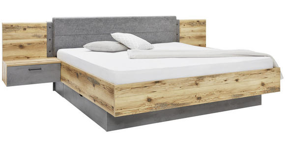 Bettanlage Alicante - Fichtefarben/Grau, MODERN, Holzwerkstoff/Textil (180/200cm) - Luca Bessoni