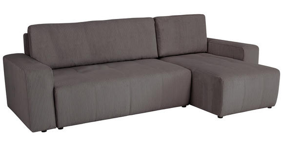 ECKSCHLAFSOFA  mit Cord Anthrazit  - Anthrazit/Schwarz, KONVENTIONELL, Textil (248/146cm) - Xora