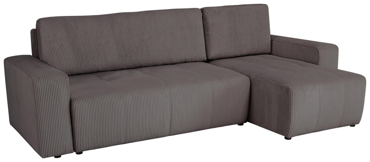 ECKSCHLAFSOFA  mit Cord Anthrazit  - Anthrazit/Schwarz, KONVENTIONELL, Textil (248/146cm) - Xora