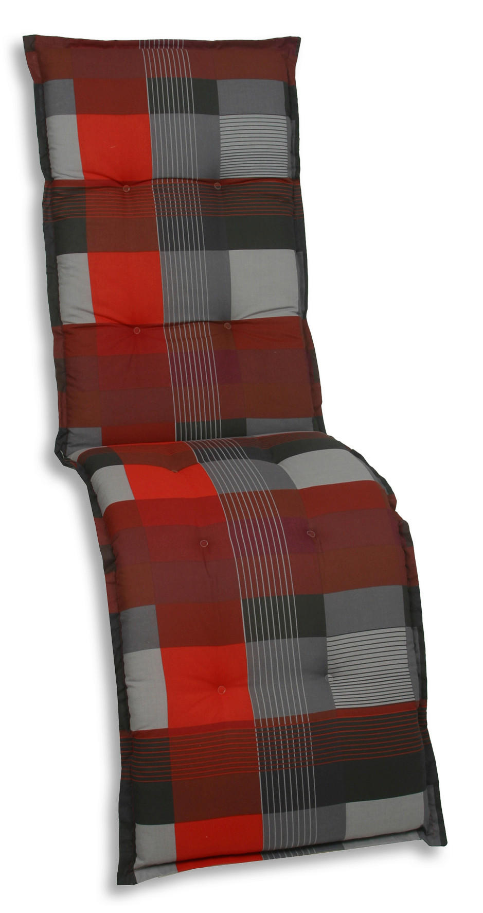 RELAXSESSELAUFLAGE Karo  - Dunkelgrau/Rot, Basics, Textil (50/7/170cm)