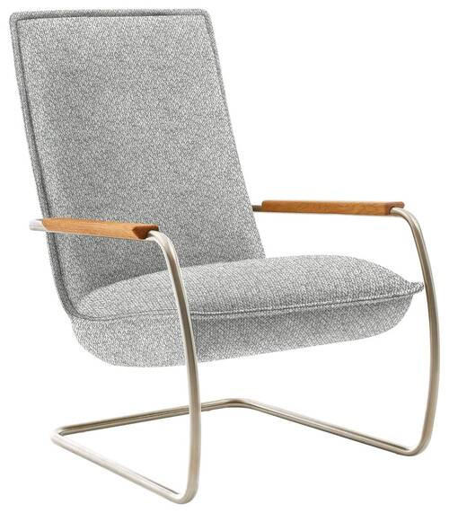 SESSEL in Flachgewebe Hellgrau  - Edelstahlfarben/Eichefarben, Design, Holz/Textil (76/105/87cm) - Koinor