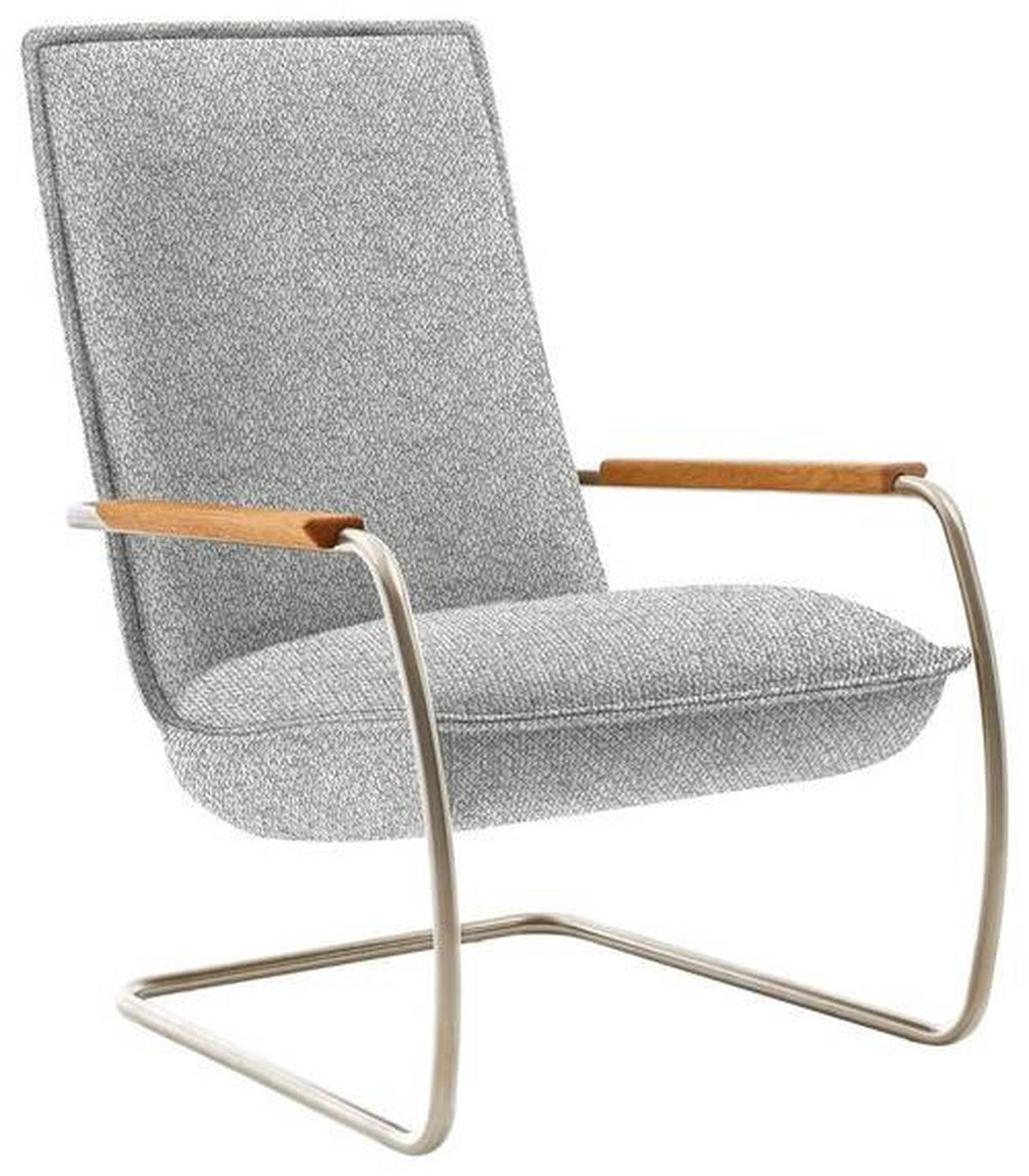 SESSEL in Flachgewebe Hellgrau  - Edelstahlfarben/Eichefarben, Design, Holz/Textil (76/105/87cm) - Koinor