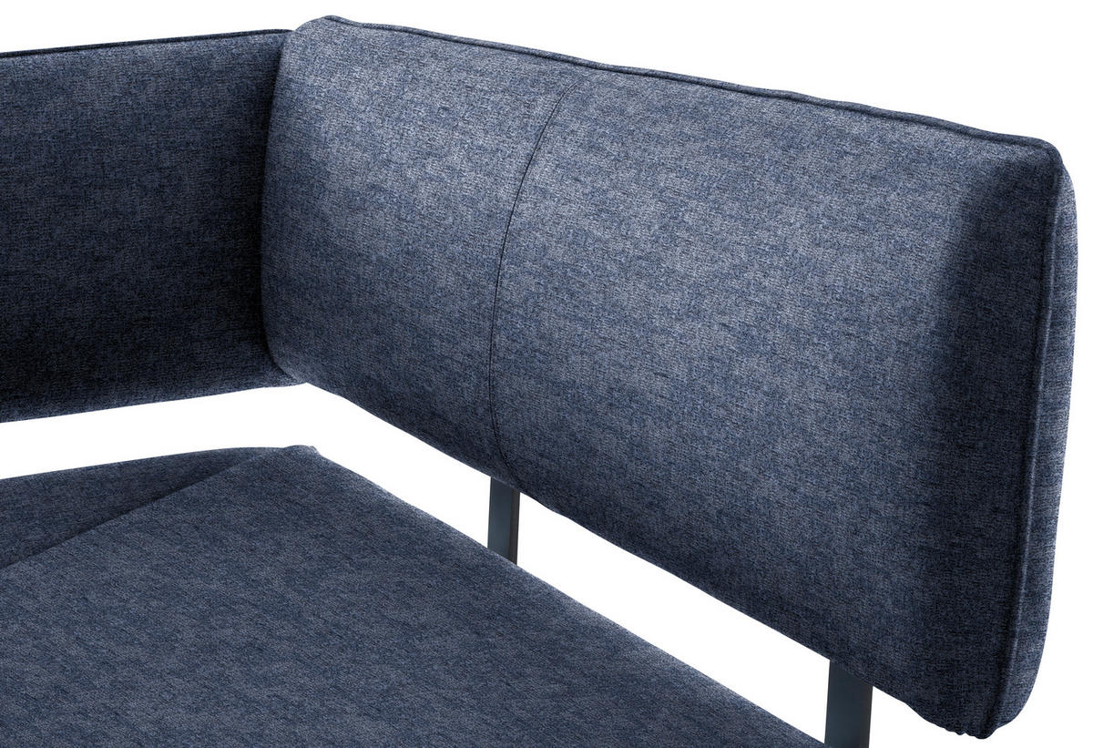 ECKBANK in Metall, Textil Schwarz, Dunkelblau  - Schwarz/Dunkelblau, Modern, Textil/Metall (180/140cm) - Cantus