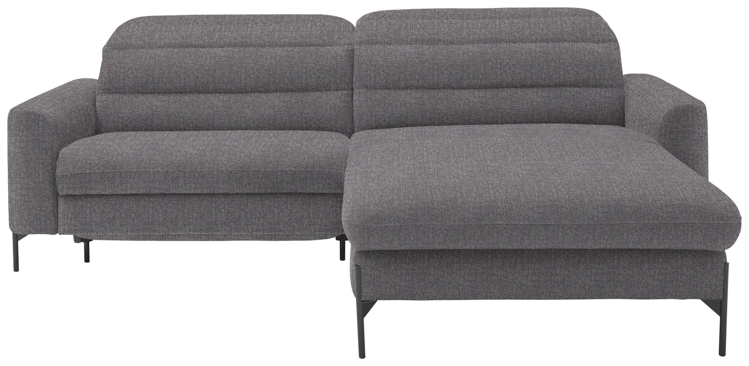 ECKSOFA in Flachgewebe Grau  252/191 cm  - Schwarz/Grau, Design, Textil/Metall (252/191cm) - Dieter Knoll