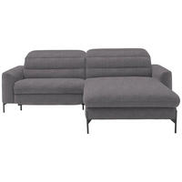 ECKSOFA in Flachgewebe Grau  - Schwarz/Grau, Design, Textil/Metall (252/191cm) - Dieter Knoll