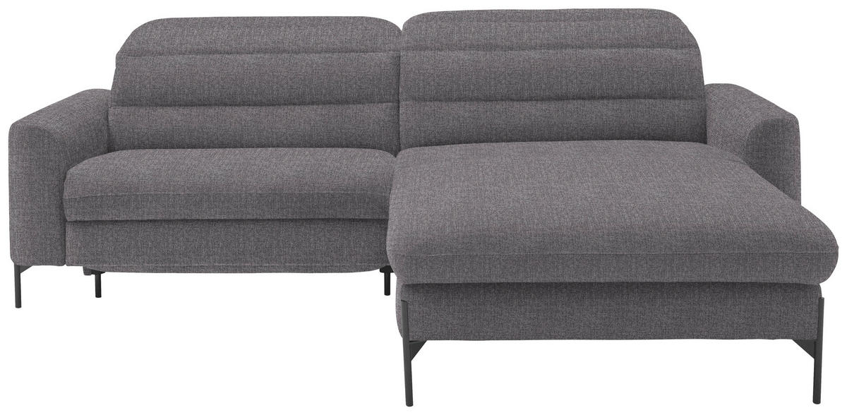 ECKSOFA in Flachgewebe Grau  - Schwarz/Grau, Design, Textil/Metall (252/191cm) - Dieter Knoll