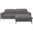 ECKSOFA  in Flachgewebe Grau  252/191 cm  - Schwarz/Grau, Design, Textil/Metall (252/191cm) - Dieter Knoll