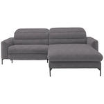 ECKSOFA  in Flachgewebe Grau  252/191 cm  - Schwarz/Grau, Design, Textil/Metall (252/191cm) - Dieter Knoll
