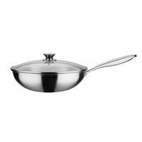 WOKPFANNE INOXXA BLACK Vitaflon® Quarzit Beschichtung 32 cm  - Edelstahlfarben/Transparent, Basics, Glas/Metall (32cm) - GSW