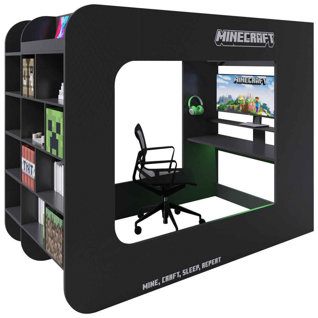 Minecraft VYVÝŠENÁ POSTEĽ 120/200 cm, čierna