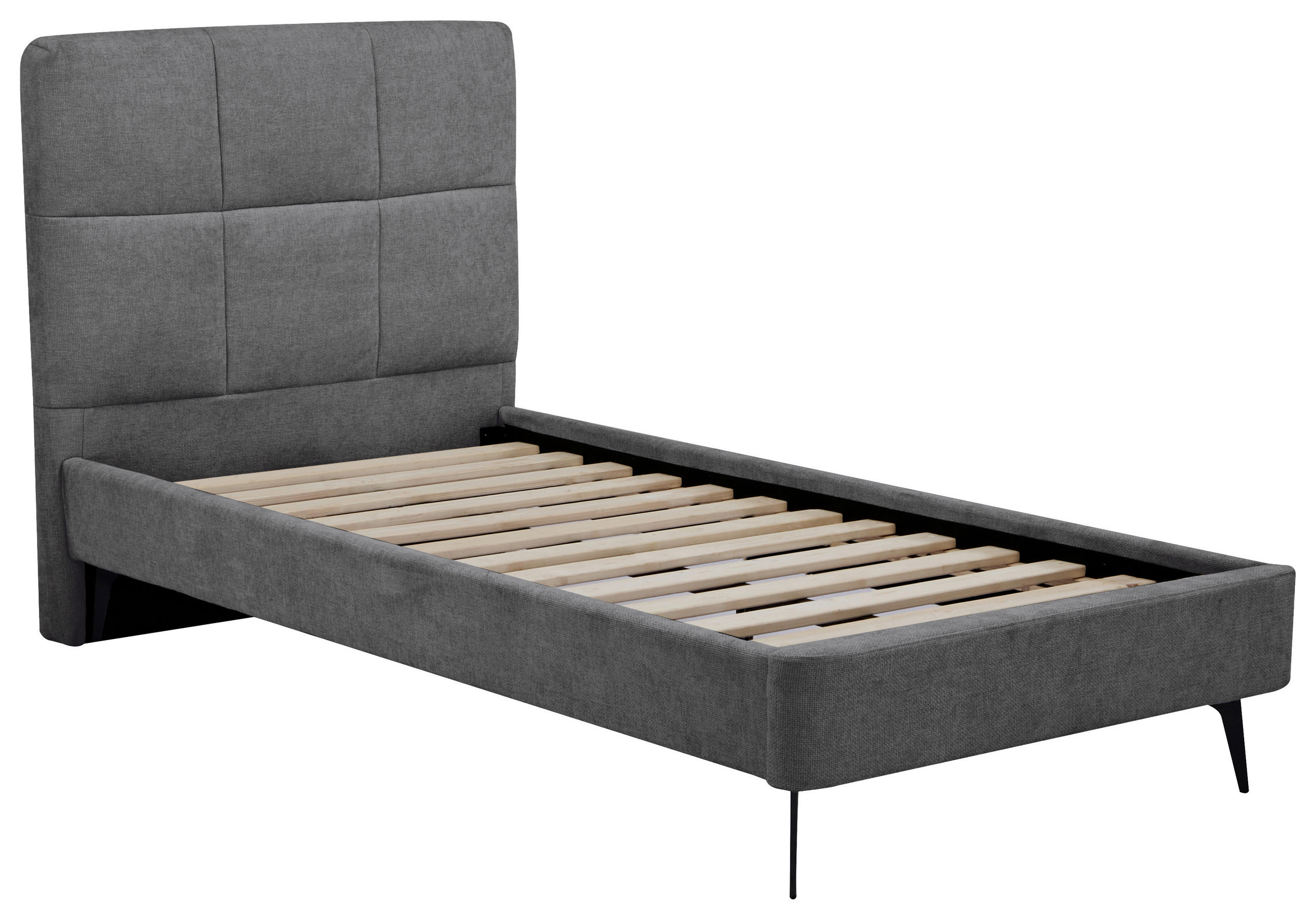 POLSTERBETT - Dunkelgrau/Naturfarben, Design, Holz/Textil (90/200cm) - Boxxx