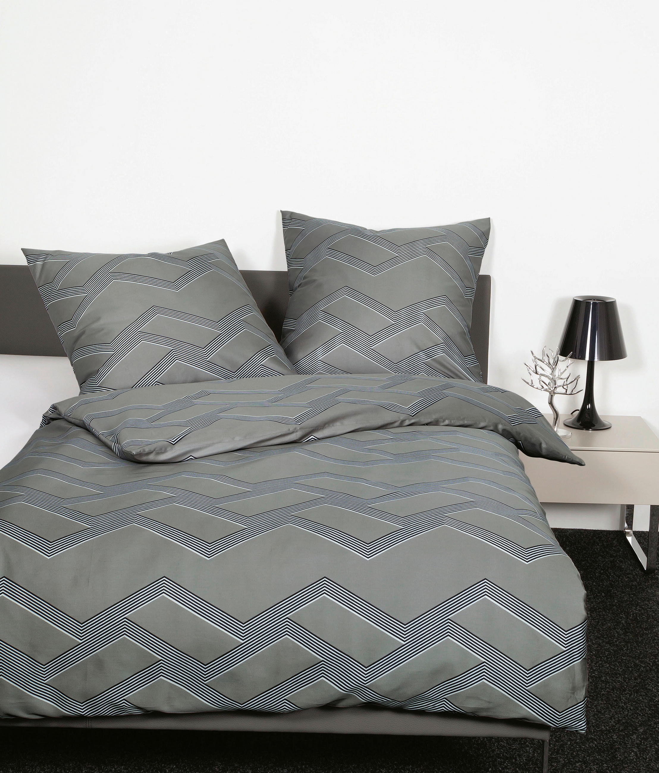 POVLEČENÍ, makosatén, šedá, modrošedá, 155/220 cm  - šedá/modrošedá, Design, textil (155/220cm) - Janine