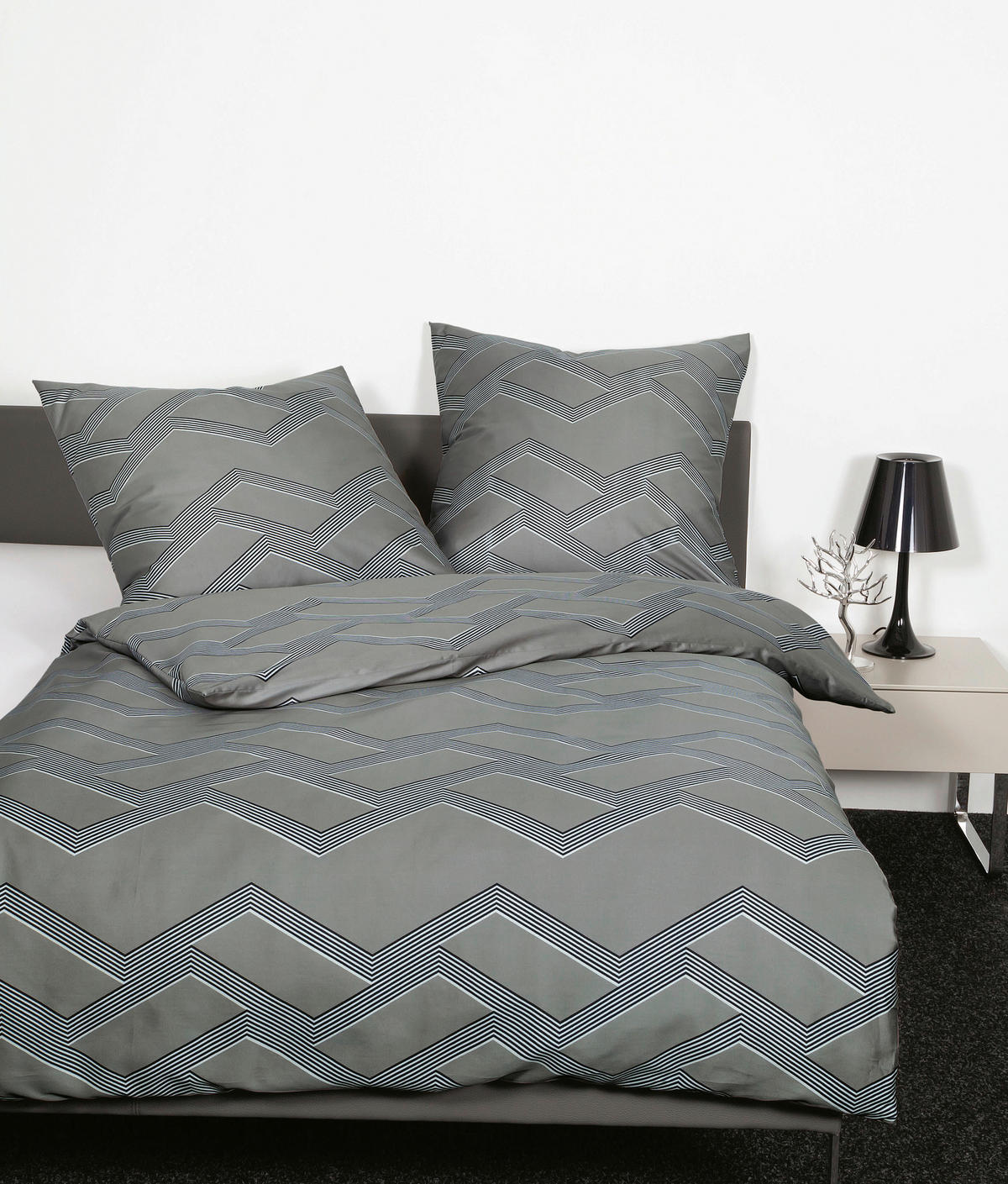 POVLEČENÍ, makosatén, šedá, modrošedá, 135/200 cm  - šedá/modrošedá, Design, textil (135/200cm) - Janine