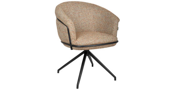 ARMLEHNSTUHL  in Eisen Bouclé  - Terracotta/Schwarz, Design, Textil/Metall (65/80,5/65cm) - Emilio Belluti