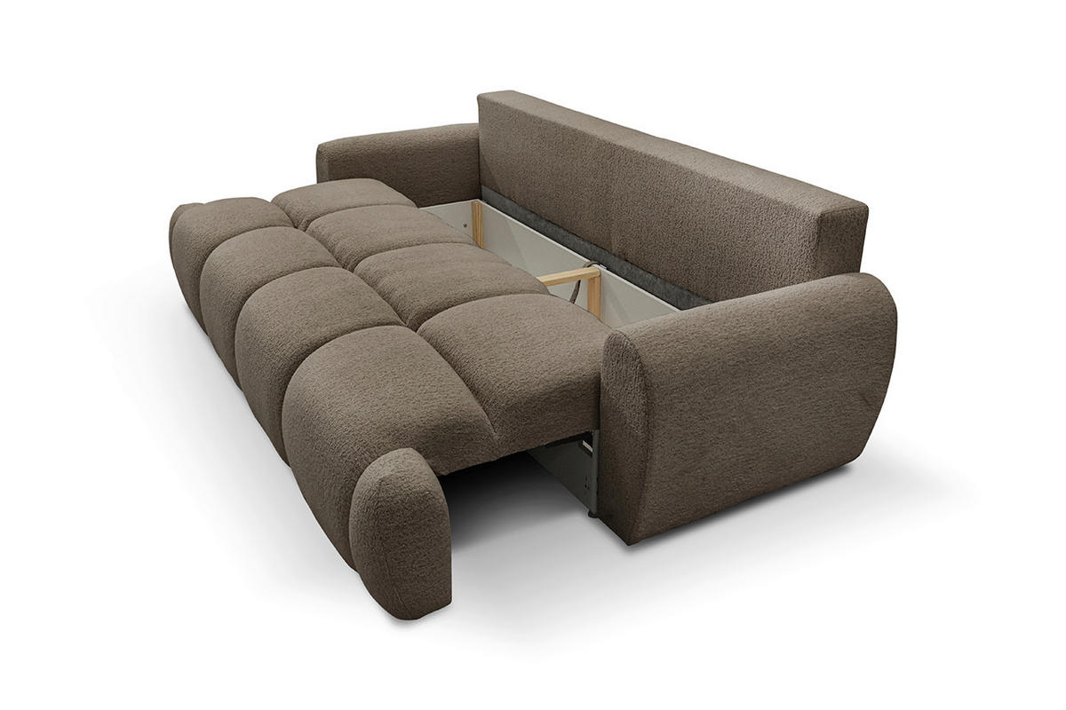 SCHLAFSOFA ALBA Struktur Braun  inkl. Bettkasten, Schlaffunktion  - Schwarz/Braun, Design, Holz/Textil (242/93/104cm) - MID.YOU