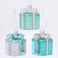 CHRISTBAUMANHÄNGER  - Türkis/Silberfarben, Basics, Glas/Textil (5/5/9cm)