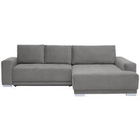 ECKSOFA inkl. Funktionen  in Flachgewebe Hellgrau  293/195 cm  - Silberfarben/Hellgrau, Design, Holz/Textil (293/195cm) - Cantus