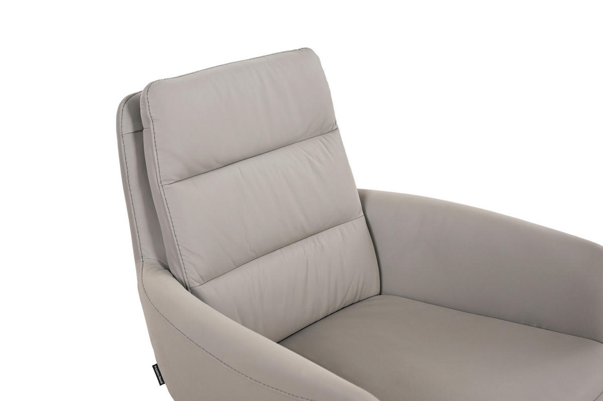 ARMLEHNSTUHL  Sitzfläche 360° drehbar, automatische Rückholfunktion  Echtleder  Taupe  - Taupe/Schwarz, Design, Leder/Metall (62,5/86,5/66,5cm) - Dieter Knoll