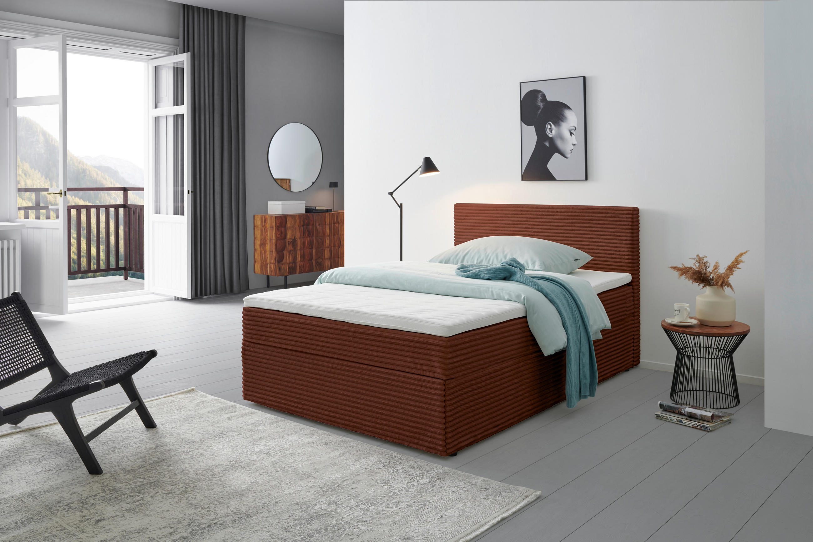 BOXBETT 140/200 cm,  in Rostfarben,  - Rostfarben/Schwarz, Basics, Holz/Kunststoff (140/200cm) - Livetastic