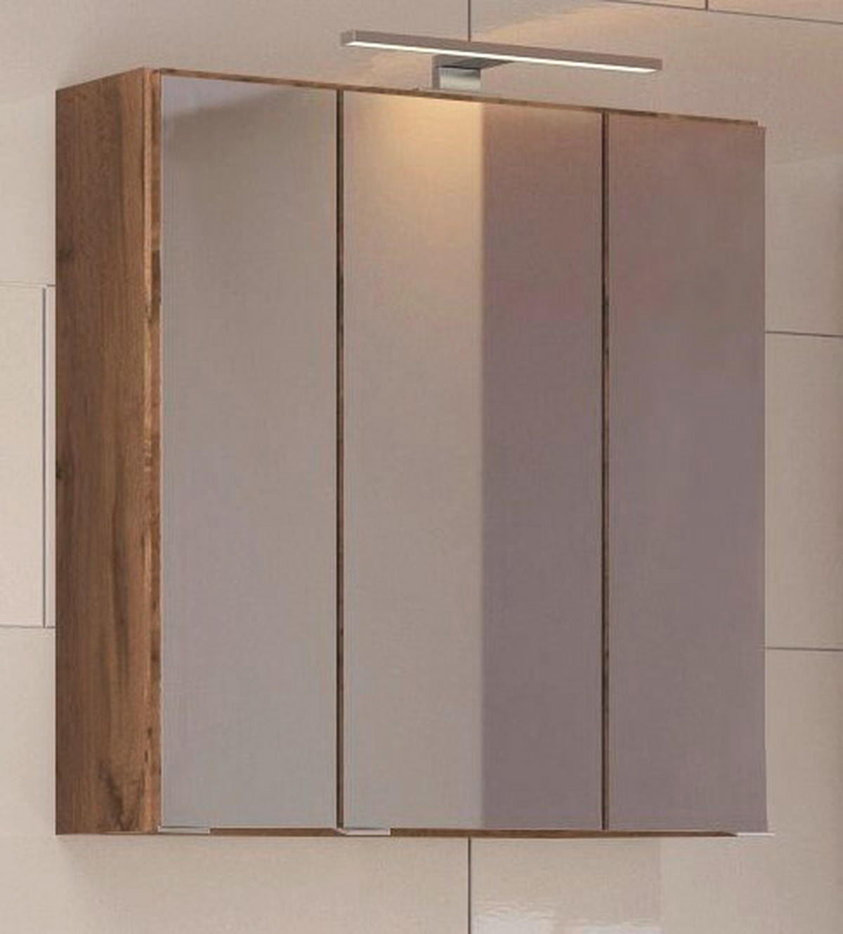 SPIEGELSCHRANK 60/66/20 cm  - Chromfarben/Eiche Wotan, Natur, Glas/Holzwerkstoff (60/66/20cm) - Held