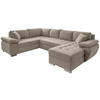 Wohnlandschaft Taupe Mikrofaser  - Taupe/Chromfarben, KONVENTIONELL, Textil/Metall (219/305/157cm) - Livetastic