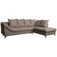ECKSOFA Braun Struktur - Schwarz/Braun, KONVENTIONELL, Textil/Metall (274/194cm) - Carryhome