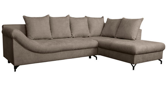 ECKSOFA Braun Struktur - Schwarz/Braun, KONVENTIONELL, Textil/Metall (274/194cm) - Carryhome