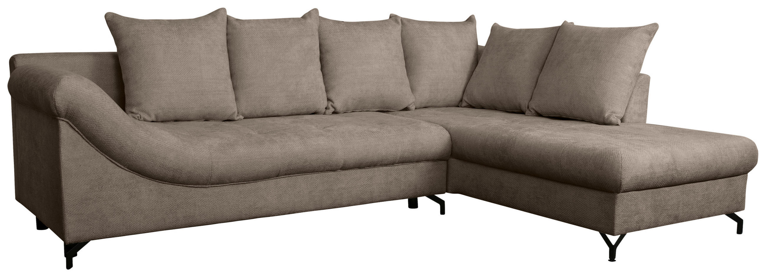 ECKSOFA Braun Struktur  - Schwarz/Braun, KONVENTIONELL, Textil/Metall (274/194cm) - Carryhome