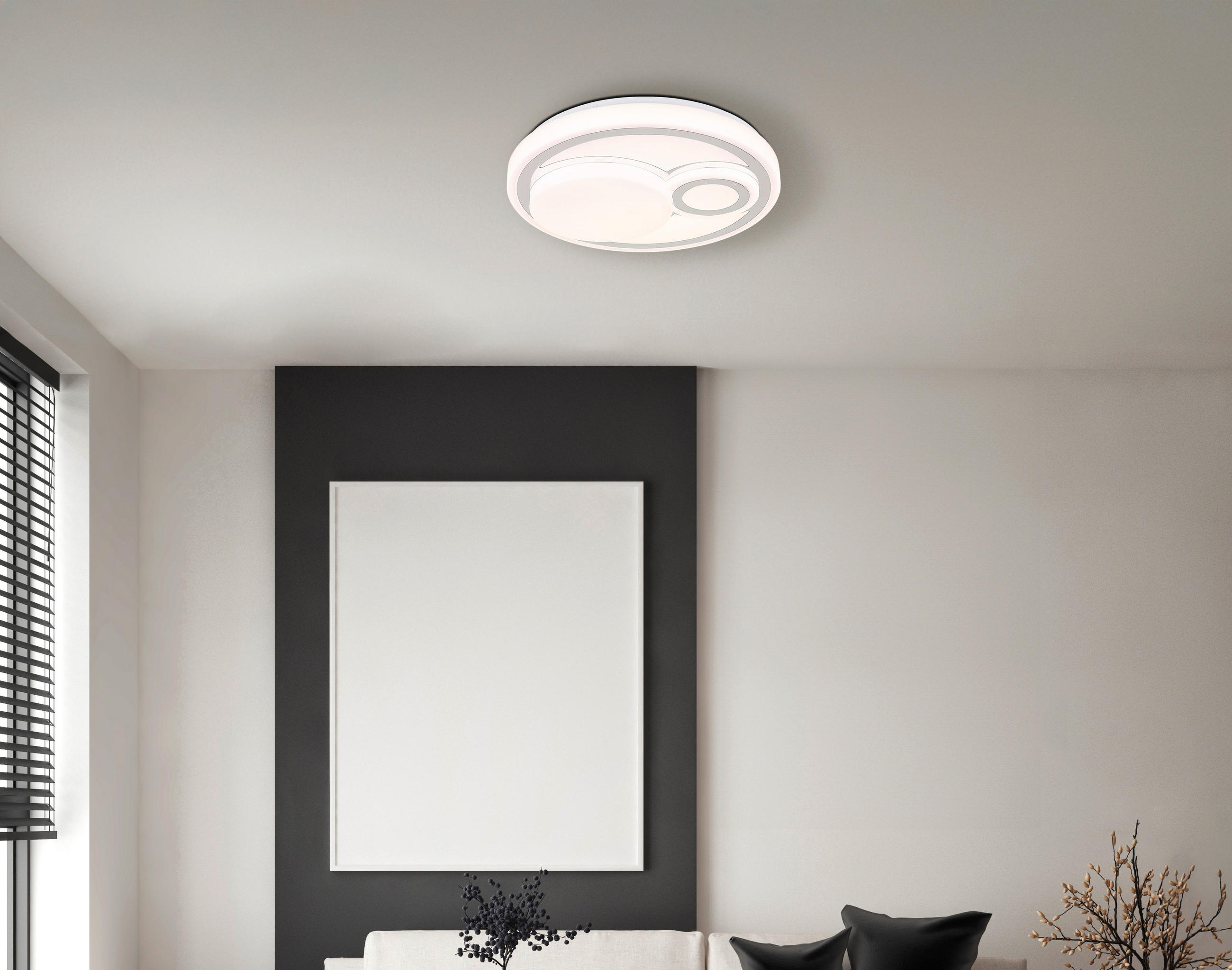 LED-DECKENLEUCHTE  38/7,5 cm    - Chromfarben/Weiss, Design, Kunststoff/Metall (38/7,5cm) - Globo