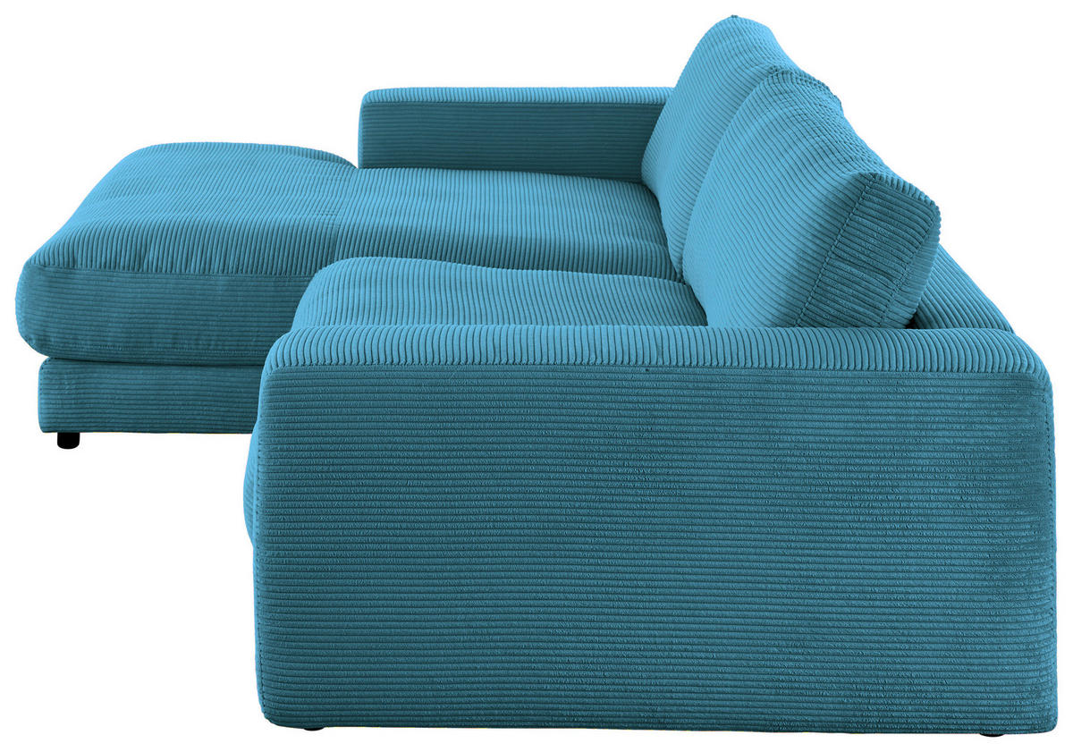 ECKSOFA in Cord Petrol  - Petrol/Schwarz, Design, Kunststoff/Textil (190/270cm) - Lomoco
