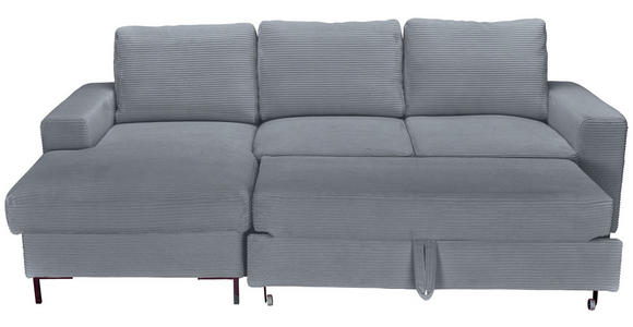ECKSOFA Dunkelgrau Cord  - Dunkelgrau/Schwarz, KONVENTIONELL, Textil/Metall (150/240cm) - Carryhome