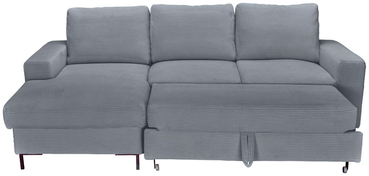 ECKSOFA Dunkelgrau Cord  - Dunkelgrau/Schwarz, KONVENTIONELL, Textil/Metall (150/240cm) - Carryhome