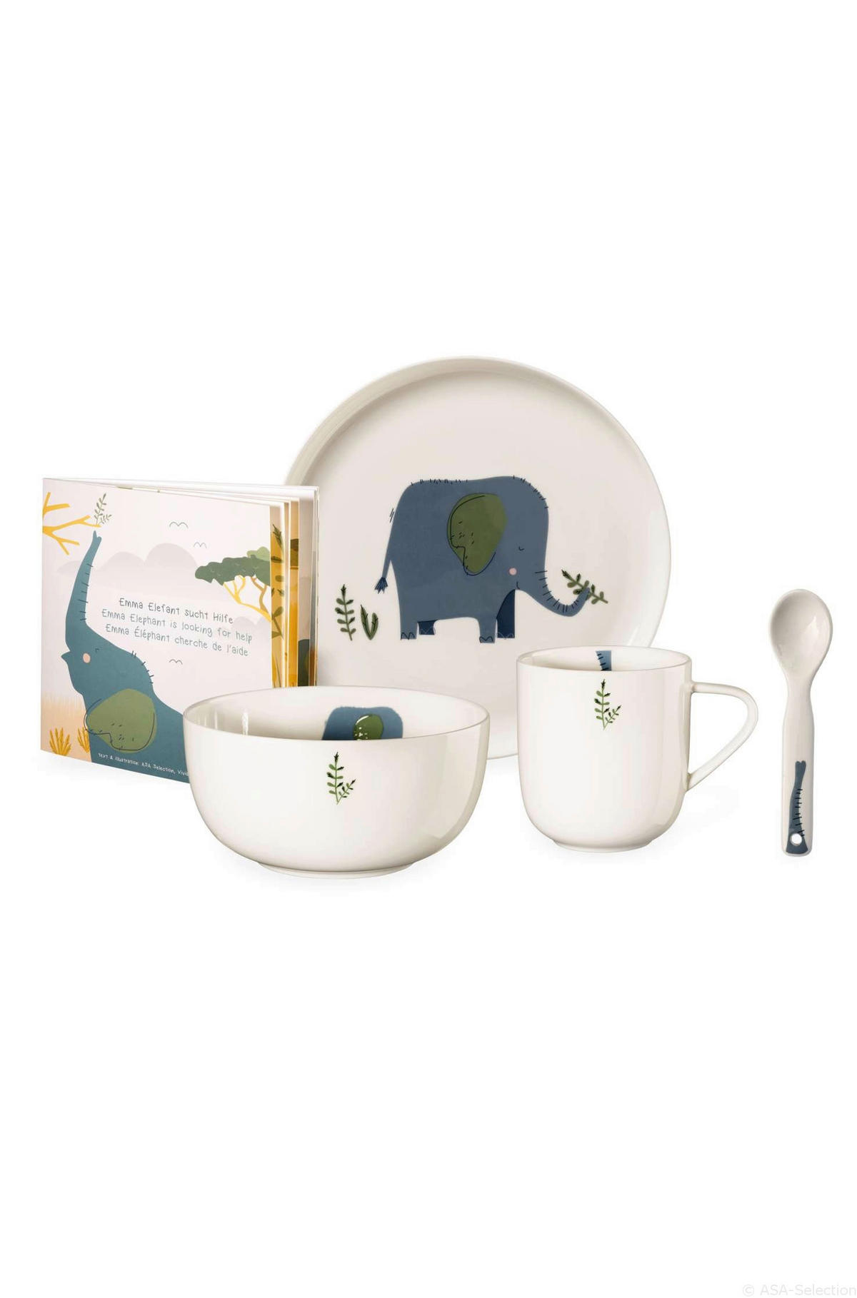 SADA DĚTSKÉHO NÁDOBÍ jemný kostní porcelán (fine bone china) keramika  - bílá/modrá, Basics, keramika - ASA