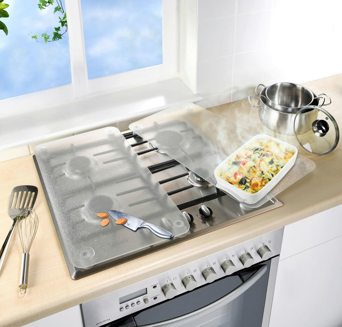 HERDABDECKPLATTE 2712663100  - Transparent, Design, Glas/Kunststoff (30/1,8-5,5/52cm) - Wenko