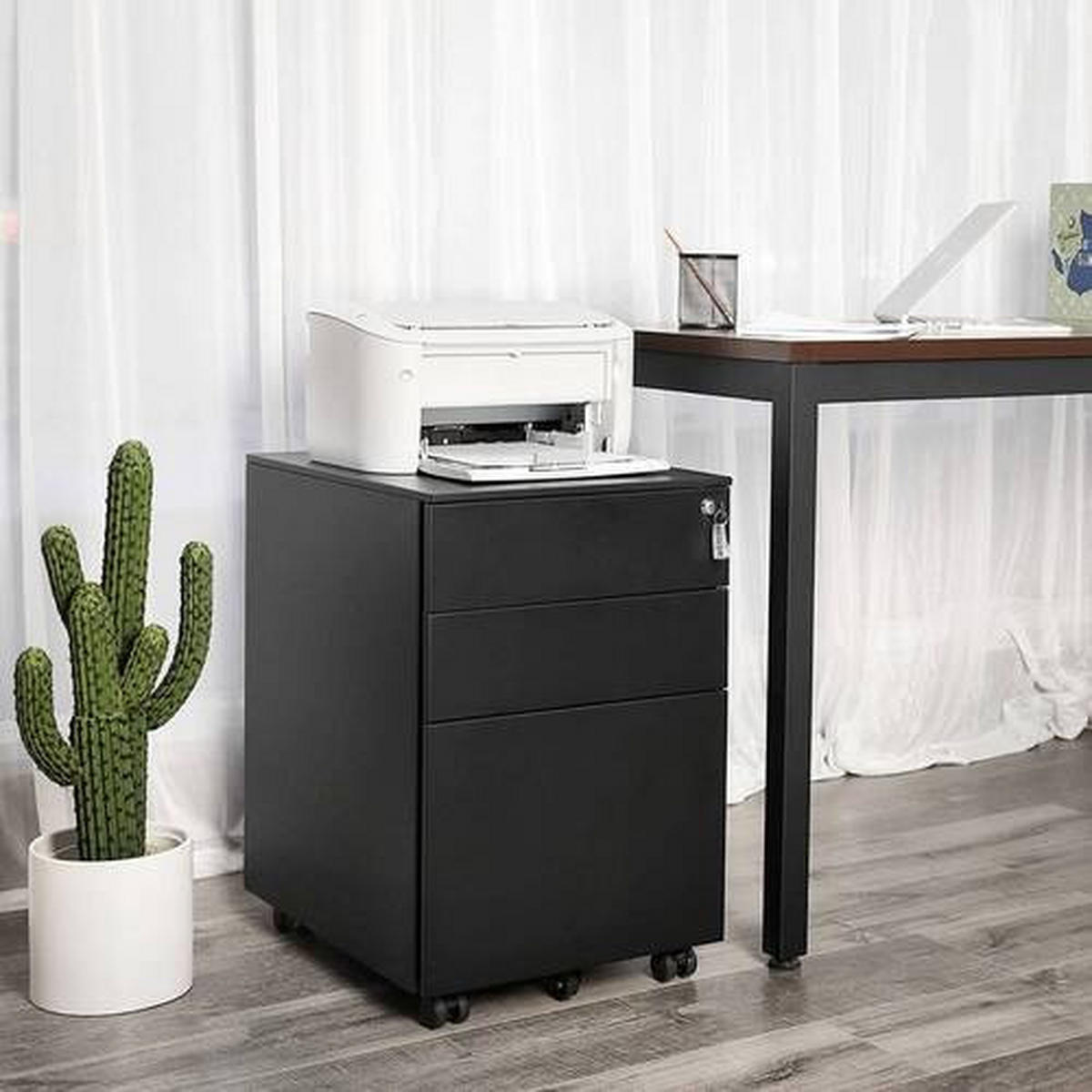 ROLLCONTAINER Schwarz  - Schwarz, Basics, Metall (39/60/52cm) - Boxxx