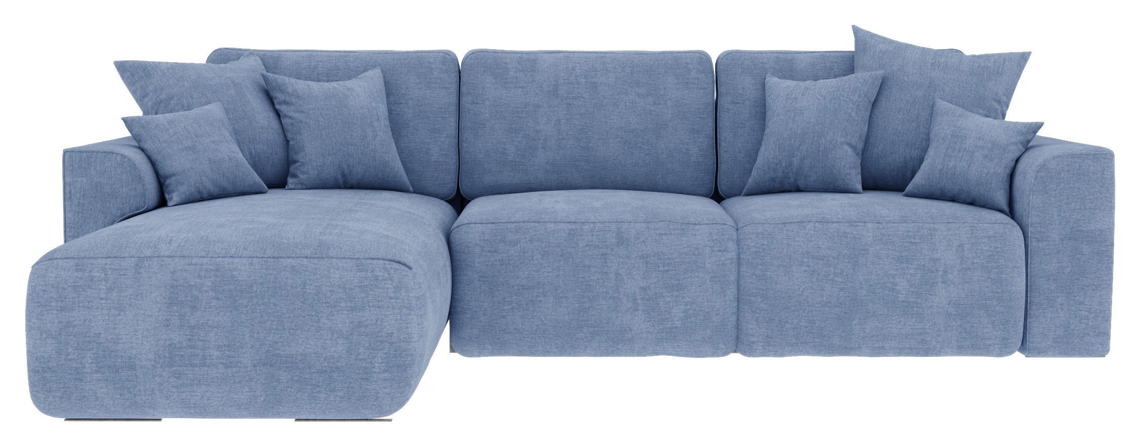 ECKSOFA in Samt Hellblau  195/293 cm  - Chromfarben/Hellblau, KONVENTIONELL, Kunststoff/Textil (195/293cm) - Carryhome