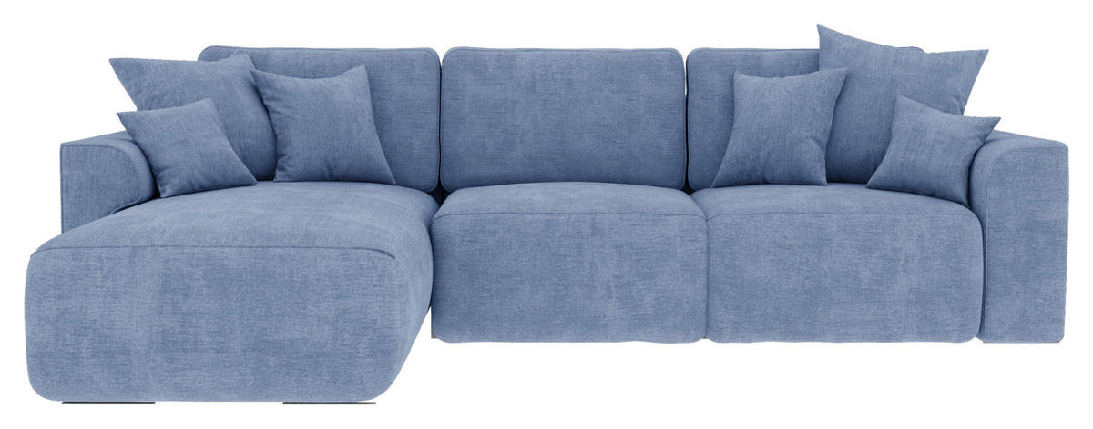 ECKSOFA Hellblau Samt  - Chromfarben/Hellblau, KONVENTIONELL, Kunststoff/Textil (195/293cm) - Carryhome