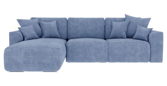 ECKSOFA in Samt Hellblau  - Chromfarben/Hellblau, KONVENTIONELL, Kunststoff/Textil (195/293cm) - Carryhome