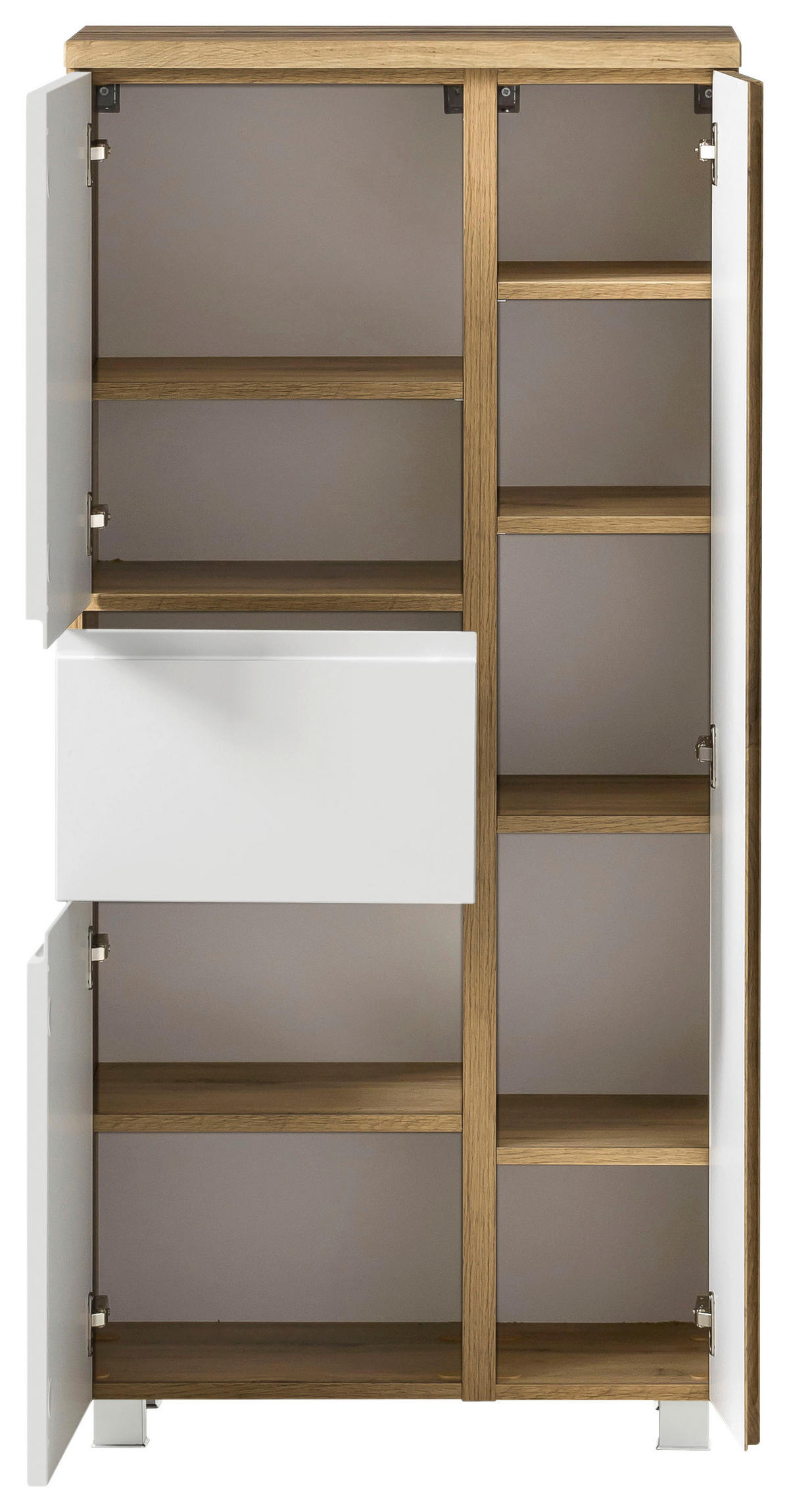 MIDISCHRANK 65/130/35 cm  - Eiche Wotan/Silberfarben, MODERN, Holzwerkstoff/Kunststoff (65/130/35cm) - Held