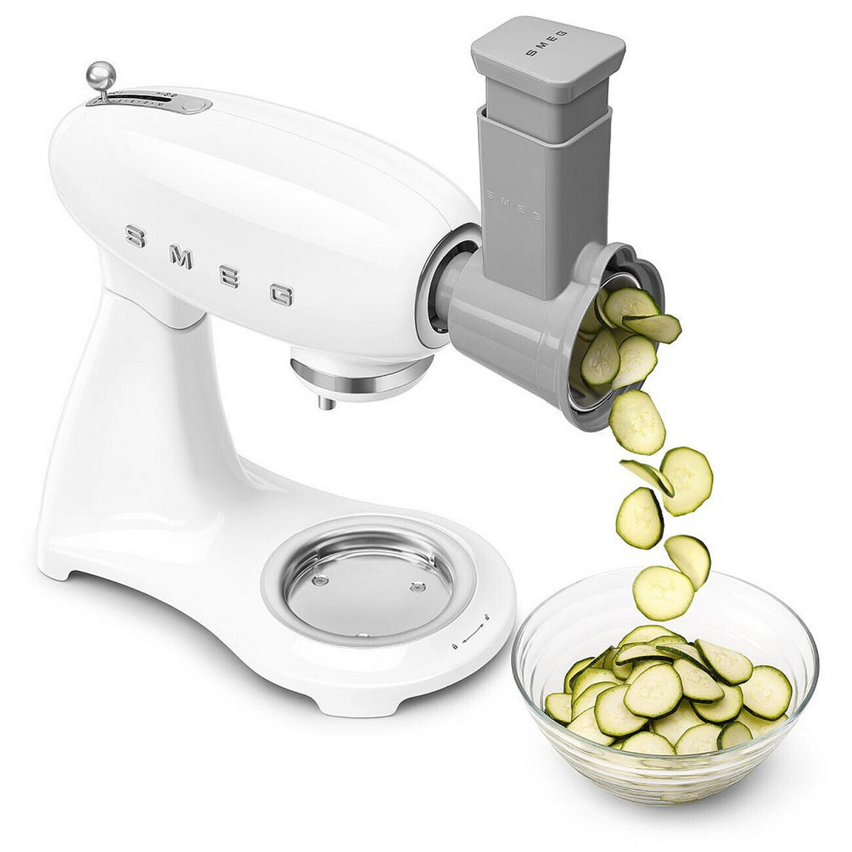 KÜCHENMASCHINE 50´S STYLE SMF05CREU  - Alufarben/Weiß, Basics, Metall (40,2/37,8/22,1cm) - SMEG