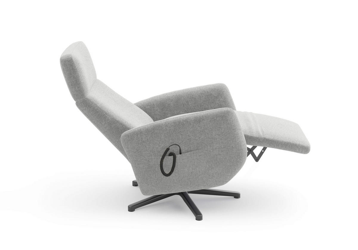 RELAXSESSEL Flachgewebe Aufstehhilfe    - Hellgrau/Schwarz, KONVENTIONELL, Textil/Metall (71/110/82cm) - Sit & More