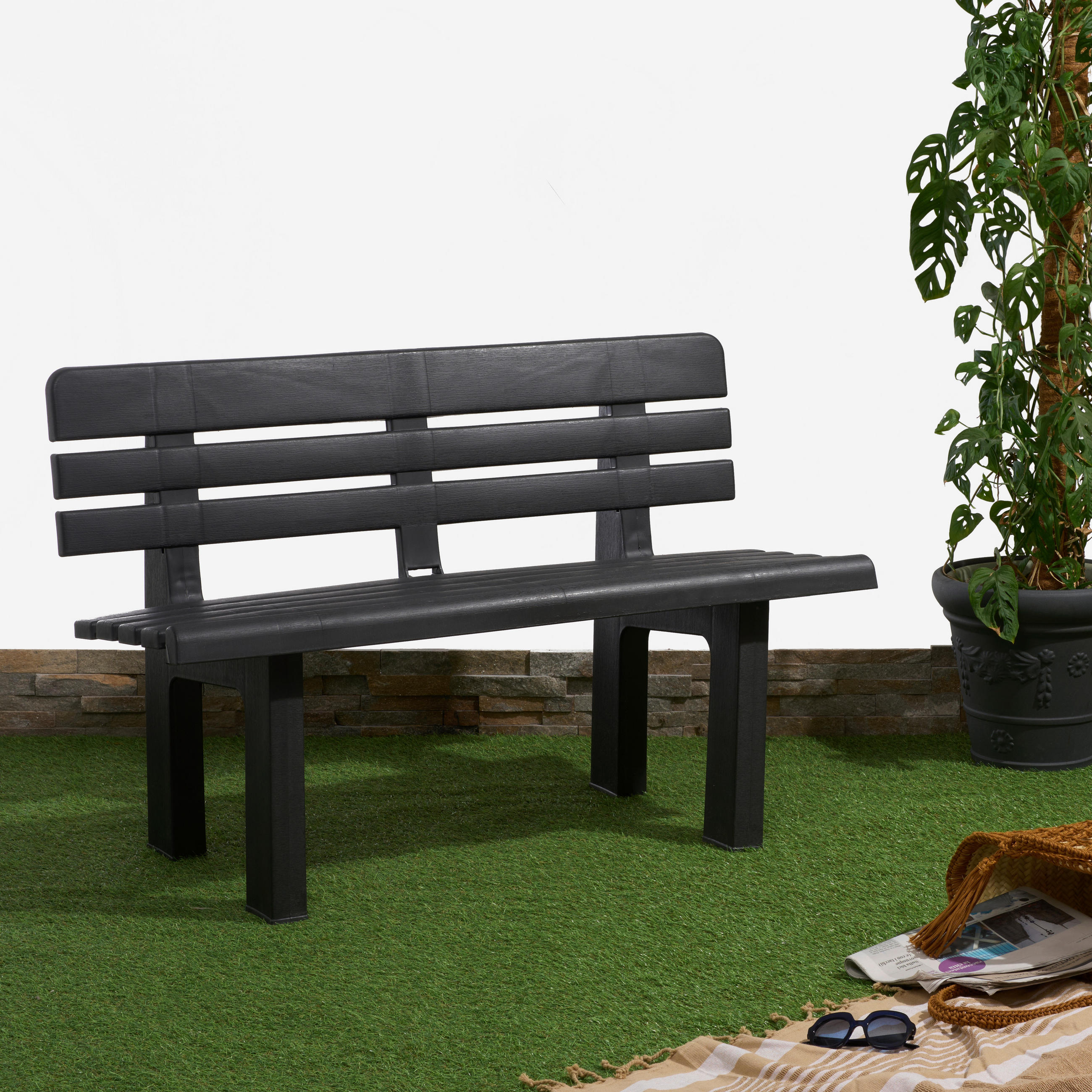 GARTENBANK in Anthrazit  - Anthrazit, Basics, Kunststoff (110/71/52cm)