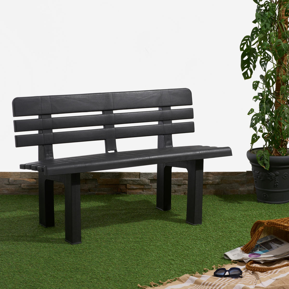 GARTENBANK in Anthrazit  - Anthrazit, Basics, Kunststoff (110/71/52cm)