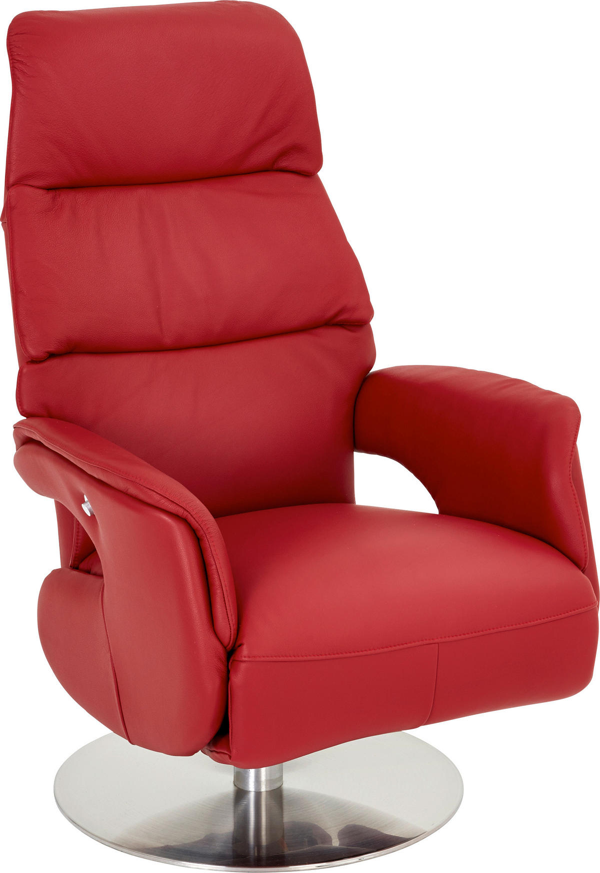 RELAXSESSEL in Metall, Leder Rot, Edelstahlfarben  - Edelstahlfarben/Rot, Design, Leder/Metall (71/107/80cm) - Welnova