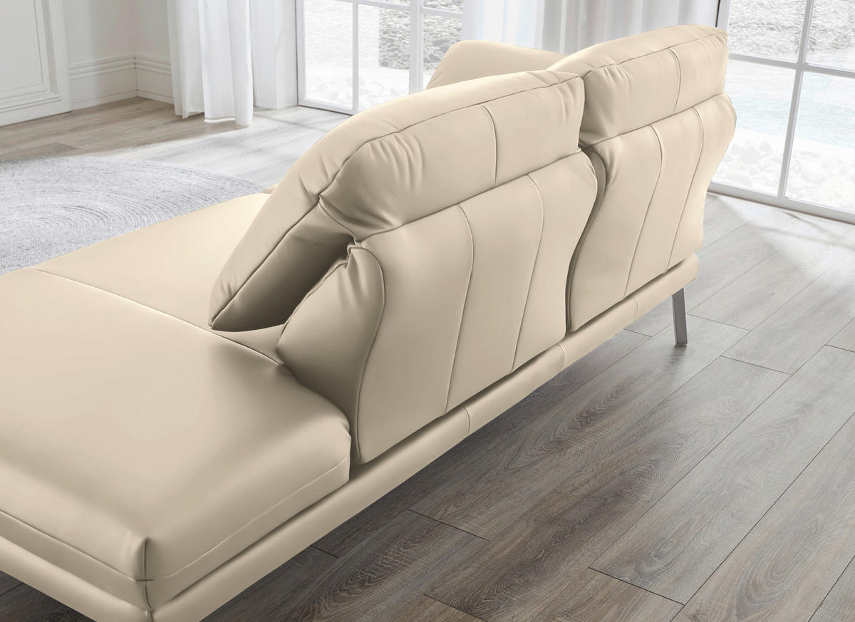 RÉCAMIERE in Echtleder Creme  - Chromfarben/Creme, Design, Leder/Metall (209/85-109/95-16cm) - Dieter Knoll