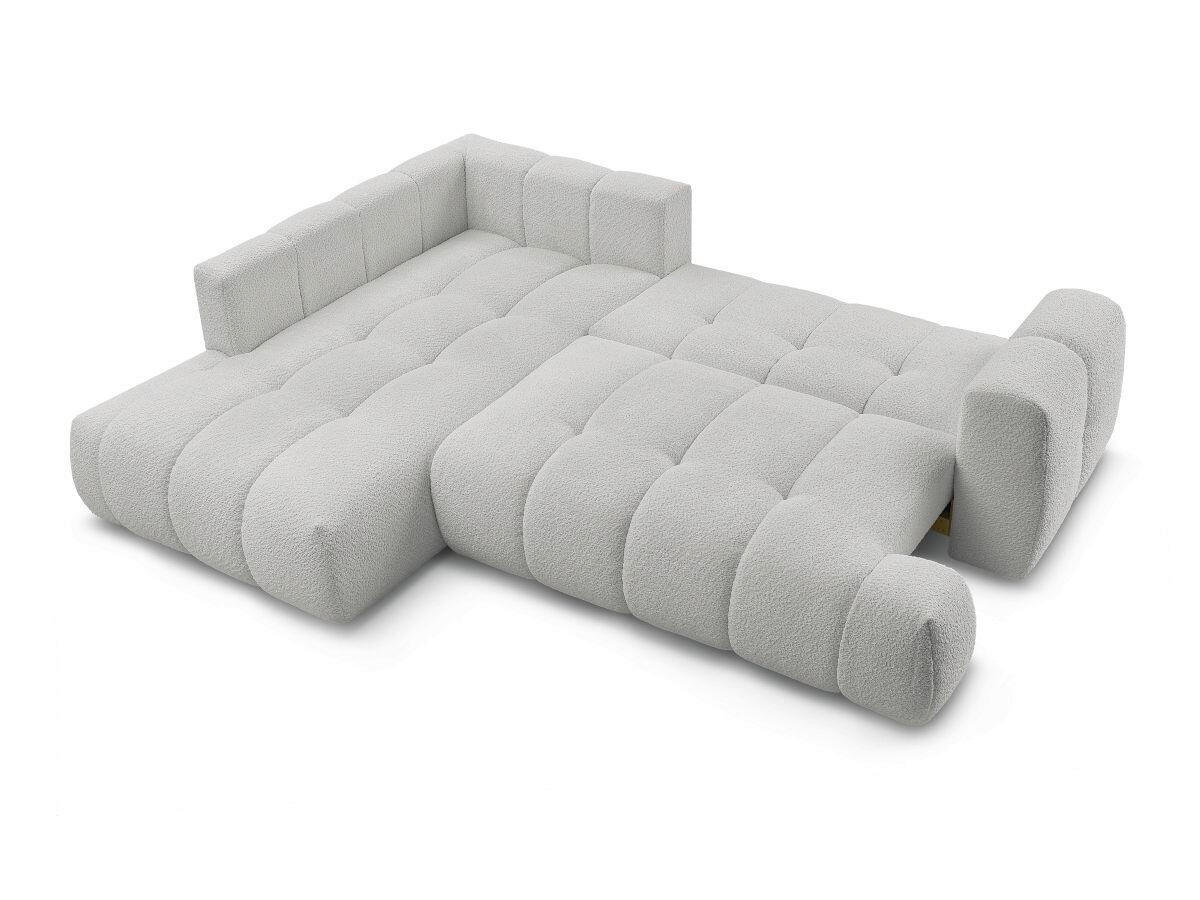 ECKSCHLAFSOFA FUJI Bouclé Hellgrau  inkl.  - Hellgrau/Schwarz, MODERN, Kunststoff/Textil (204/282cm)