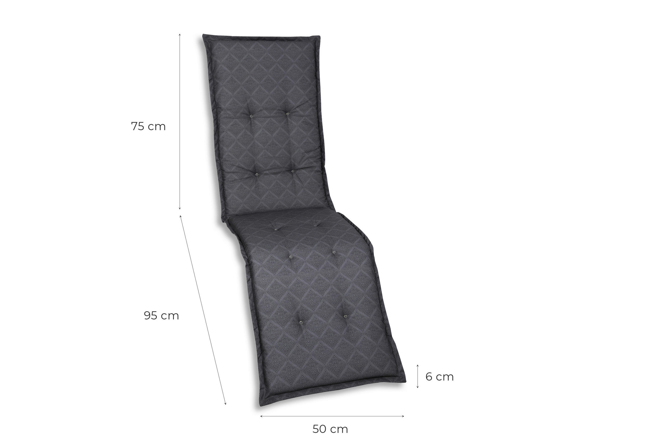 RELAXSESSELAUFLAGE in Anthrazit geometrisch  - Anthrazit, KONVENTIONELL, Textil (50/6/170cm)