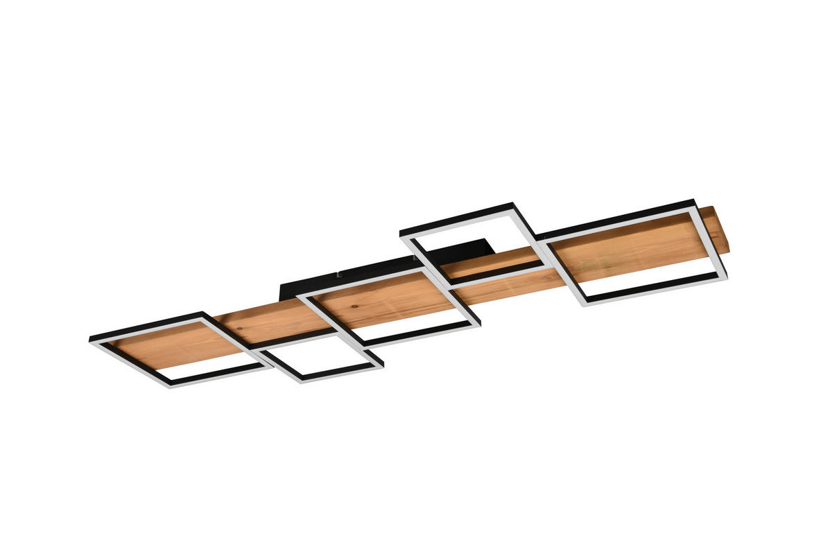 LED-DECKENLEUCHTE     - Schwarz/Braun, Natur, Holz/Metall (115/7,5/44,5cm) - Trio Leuchten